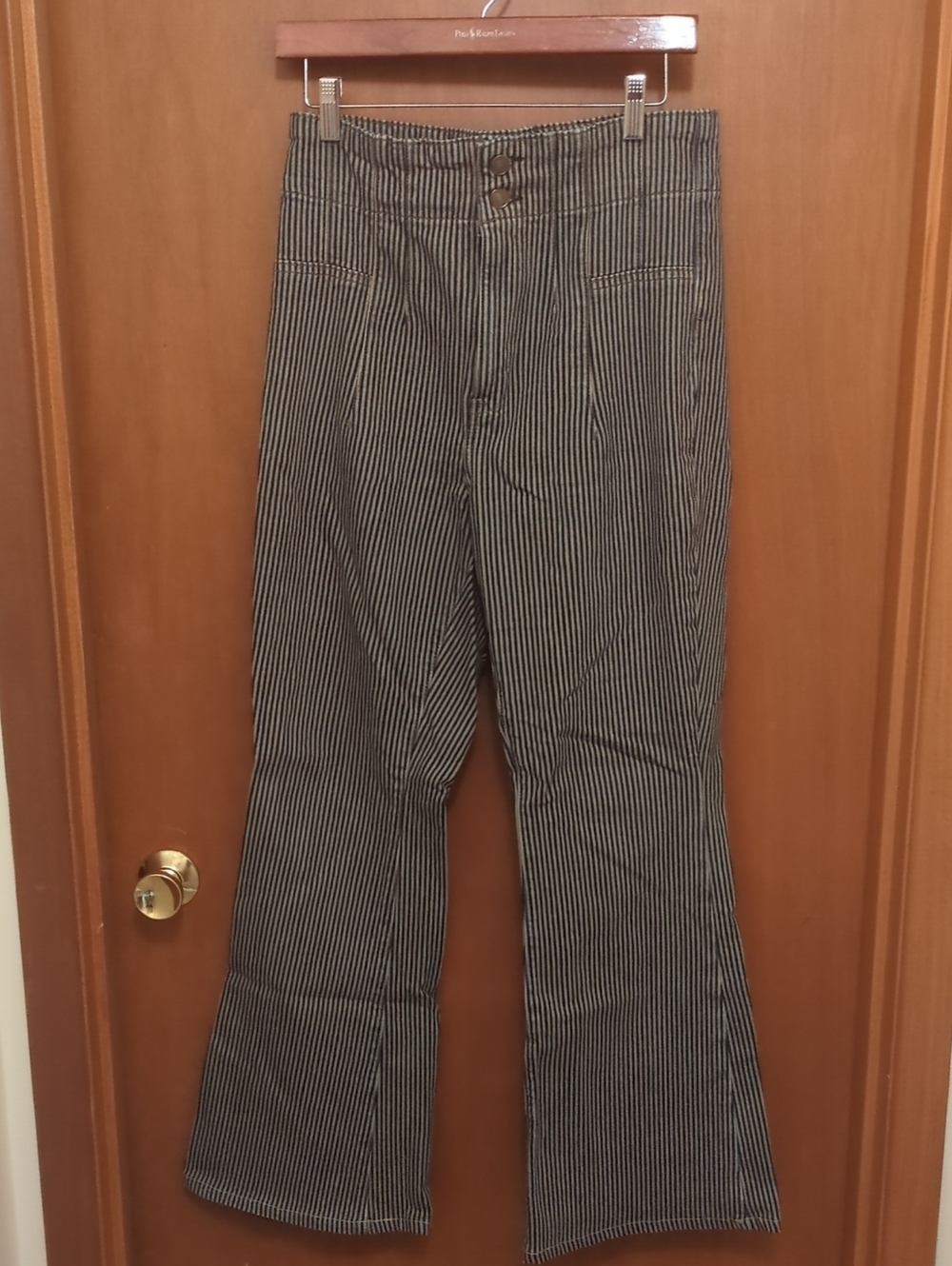 We The Free Vertical Stripe Wide-Leg Jeans - Black & White